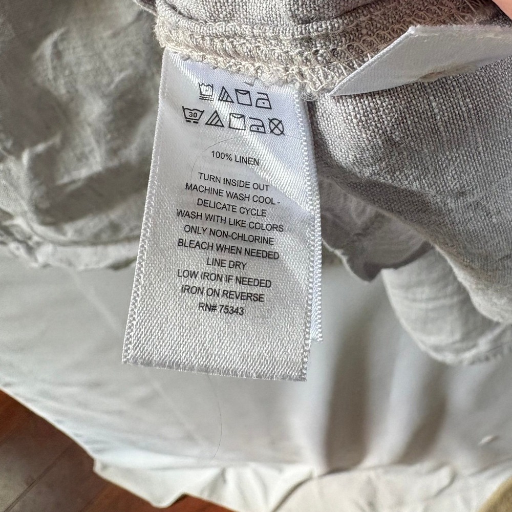 Ralston 100% Linen Tunic Top Grey Long Sleeve High Low Button Front Womens M/L - Picture 10 of 11
